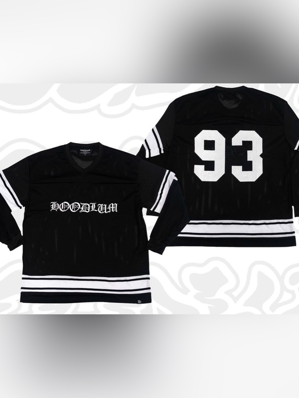 Hoodlum Black Graphic Hockey Jersey Sweater - 93 Back Number